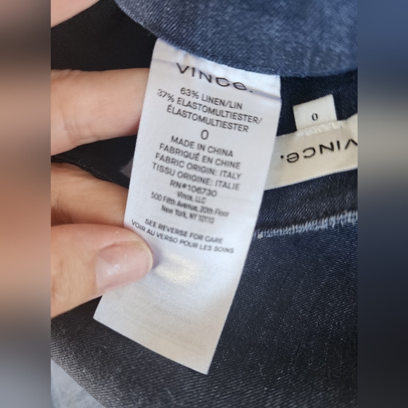 Vince Vintage Style Wide-Leg 63% Linen Blue Jean Pants - Picture 7 of 7